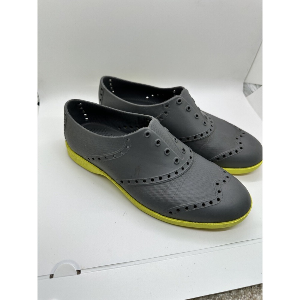 Biion Grey Yellow Rubber Oxford Spikeless Golf Brights Shoes 39 Slip On Sporty
